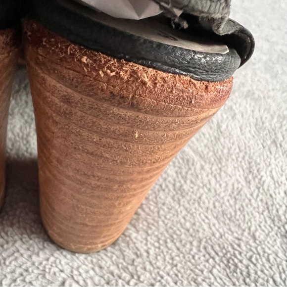 Free People Golden Road Peep Toe Leather Heel Boot Black Gray Sz 37 - Picture 7 of 15